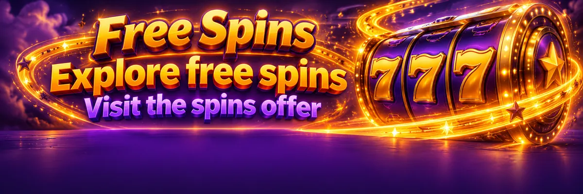 Golden lucky comet circling a stylised spinning slot reel with violet highlights.